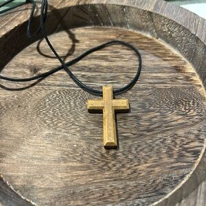 Wood cross necklace